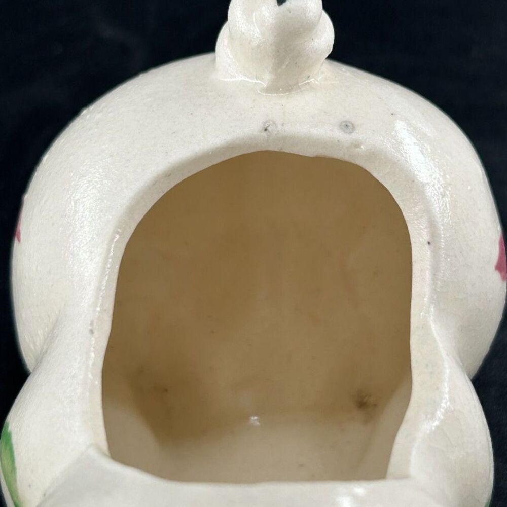 VTG Sm Ceramic Pig Planter Hand Painted Floral Minor Crazing 5"L x 2 3/4"W x 3"H - Picture 8 of 9